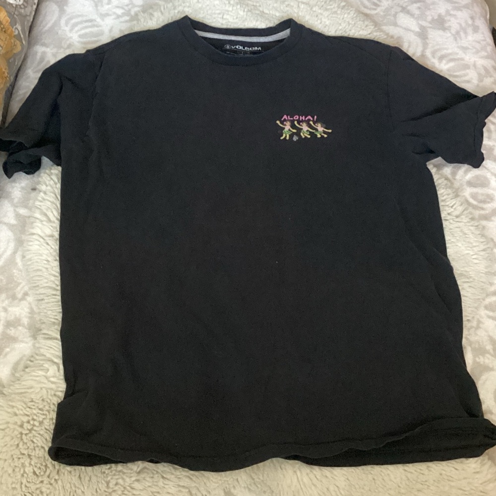 Volcom Black Tee with Aloha Graphic